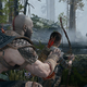 Kratos teaches his son to hunt with a bow.